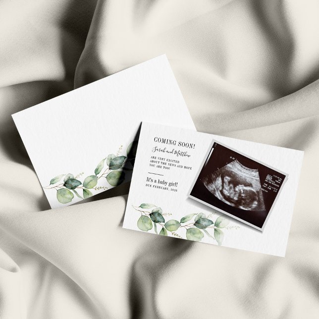 Baby Reveal Eucalyptus Botanical Pregnancy Announcement (Creator Uploaded)
