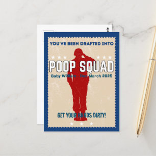 Baby Reveal - You've Been Drafted Into Poop Squad Postcard