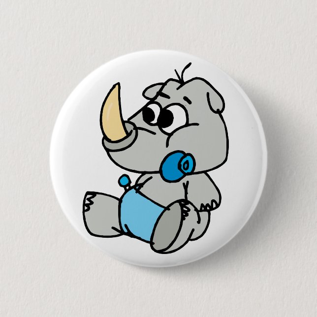 Baby Rhino 6 Cm Round Badge (Front)