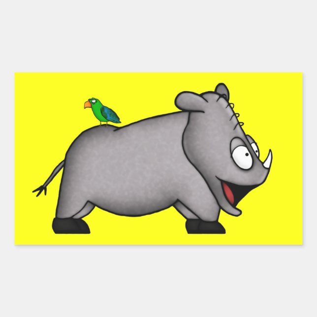 Baby Rhino Rectangular Sticker (Front)