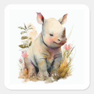 Baby Rhino square sticker