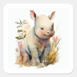 Baby Rhino square sticker
