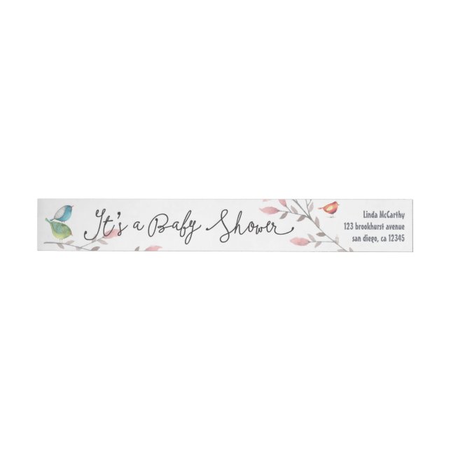 Baby Rhinoceros & Birdies Painted Baby Shower Wrap Around Label (Individual)