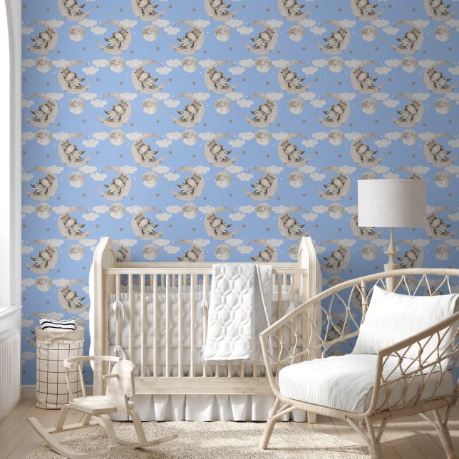 Baby Rhinoceros Moon Blue Wallpaper (Kids)