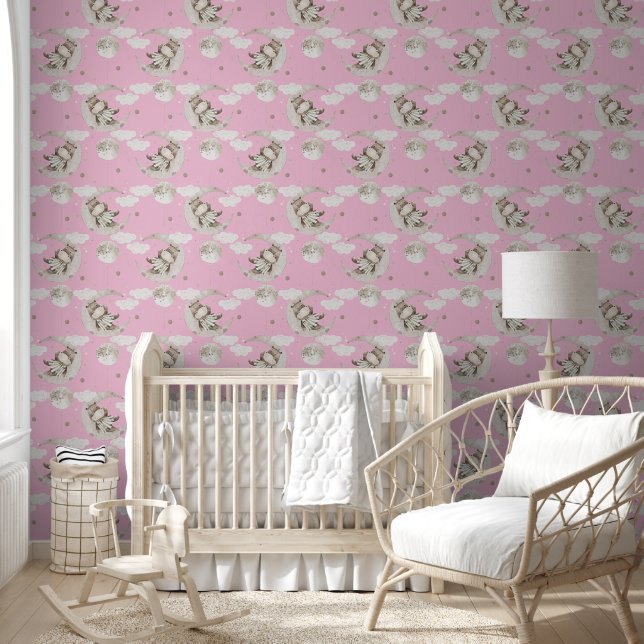Baby Rhinoceros Moon Pink Wallpaper (Kids)