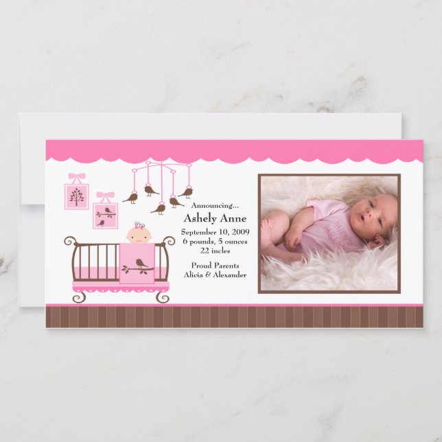 Baby Room Girl PHOTO Birth Announcement (Front)
