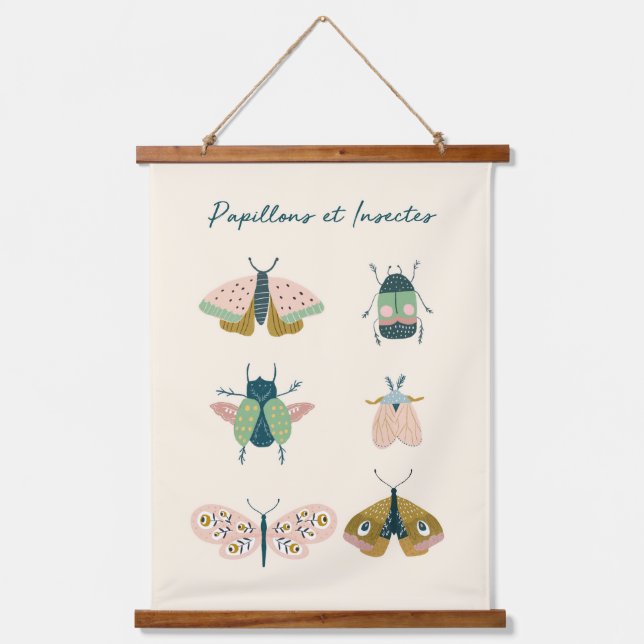 Baby Room Nursery Butterflies and Beetle  Hanging Tapestry (Front)