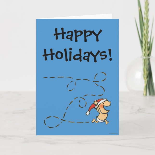 Baby Running On Christmas Morning Holiday Card (Front)