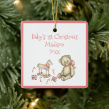 Baby’s 1st Christmas Personalise Pink Cute Baby