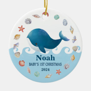 Baby’s 1st Christmas Whale Personalised Ceramic Tree Decoration