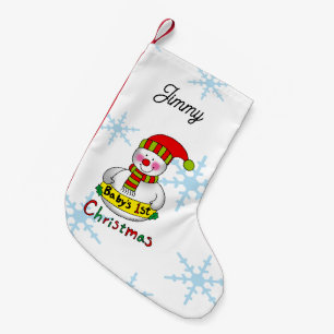 Baby’s 1st Christmas with Cute Snowman Small Christmas Stocking