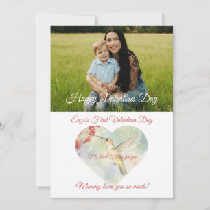 Baby’s 1st Valentine’s Day Whimsical Hummingbird  Holiday Card