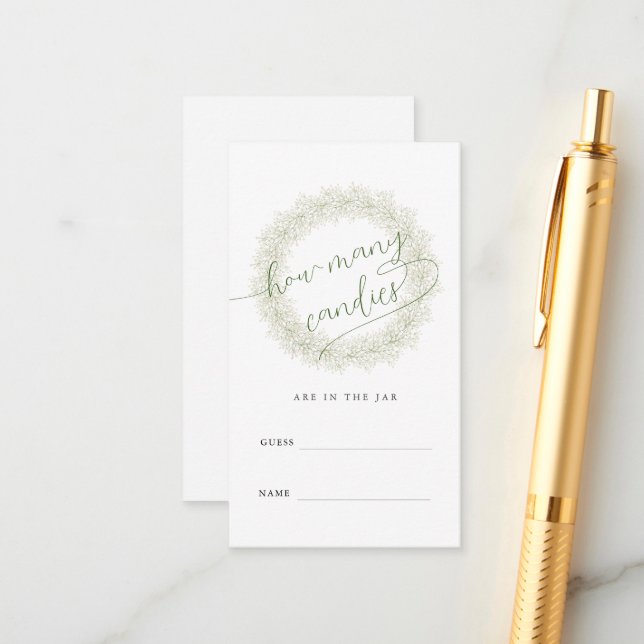 Baby’s Breath How Many Candies Game Bridal Shower  Enclosure Card (Front/Back In Situ)