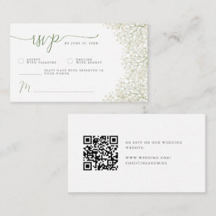 Baby’s Breath Minimalist Wedding RSVP   QR Code Enclosure Card