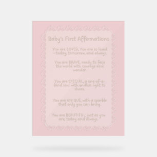 Baby’s First Affirmations   Positive Nursery Wall  Acrylic Sign