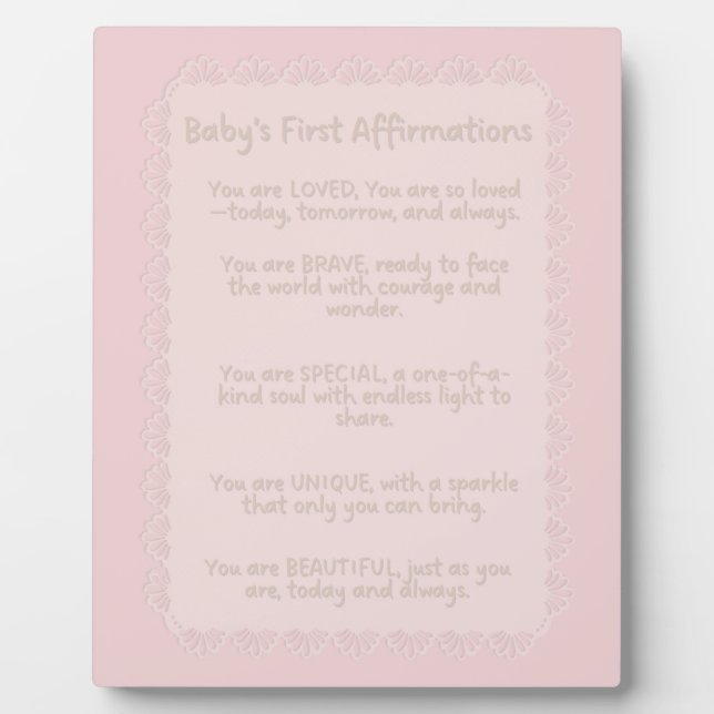 Baby’s First Affirmations | Positive Nursery Wall  Plaque (Front)
