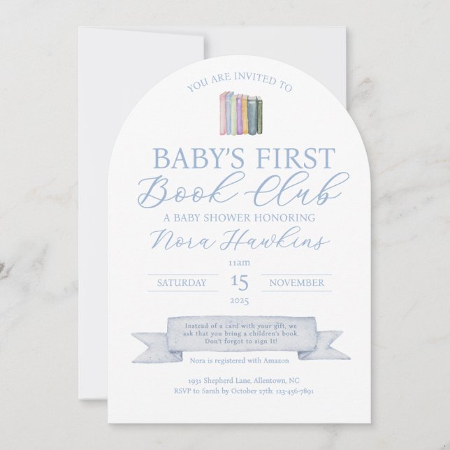 Baby’s First Book Club Baby Shower Invitation (Front)