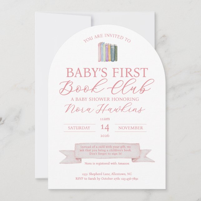 Baby’s First Book Club Baby Shower Invitation (Front)