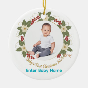 Baby’s First Christmas 2025 Photo Circle Ornament