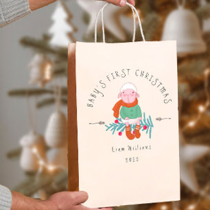 Baby’s First Christmas Adorable Lamb  Ornament Medium Gift Bag