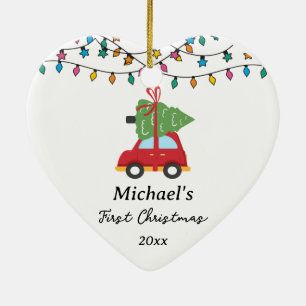 Baby’s First Christmas Car Tree Custom Name Ceramic Tree Decoration