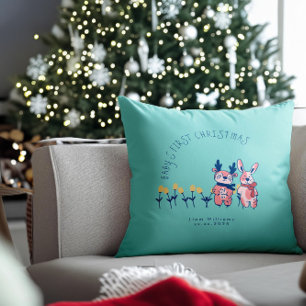 Baby’s First Christmas cute Reindeer Friends Cushion