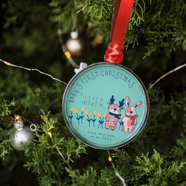 Baby’s First Christmas cute Reindeer Friends Metal Tree Decoration (Creator Uploaded)