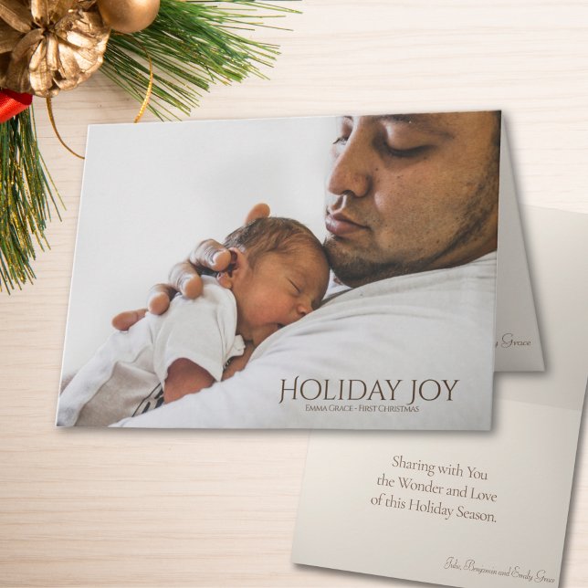 Baby’s First Christmas Holiday Joy Photo Christmas Thank You Card (Creator Uploaded)