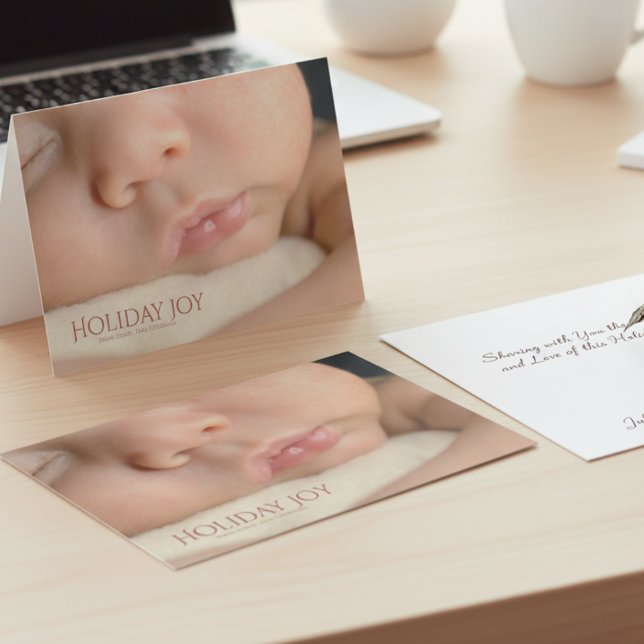 Baby’s First Christmas Holiday Joy Photo Christmas Thank You Card (Creator Uploaded)