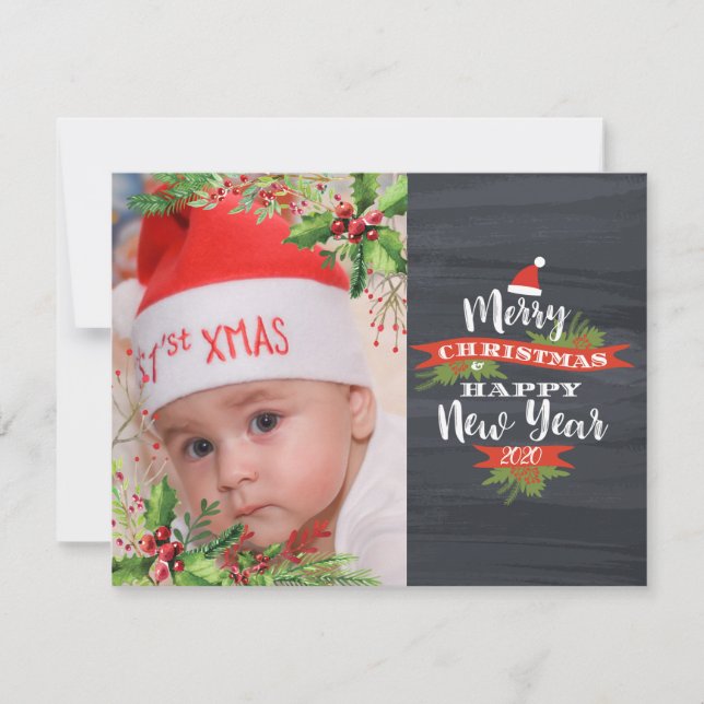 Baby’s First Christmas, Holly Berries Holiday Card (Front)