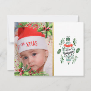 Baby’s First Christmas, Holly Berries,Ornament Holiday Card