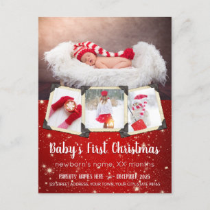 Baby’s First Christmas Instagram Photos Starry Red Holiday Postcard