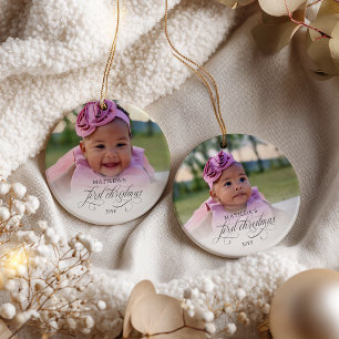 Baby’s First Christmas Personalised 2 Photo Ceramic Tree Decoration