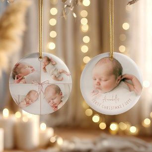 Baby’s First Christmas Personalised 5 Photo Bow Ceramic Tree Decoration