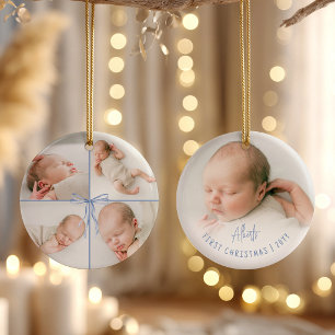 Baby’s First Christmas Personalised 5 Photo Bow Ceramic Tree Decoration