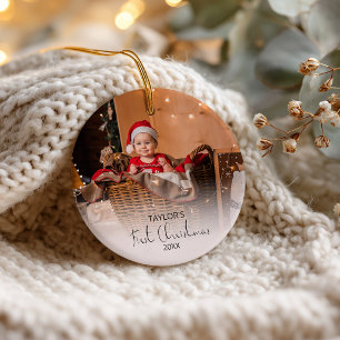 Baby’s First Christmas Personalised Photo Ceramic Tree Decoration