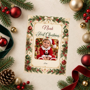 Baby’s First Christmas Personalised Portrait Holiday Card