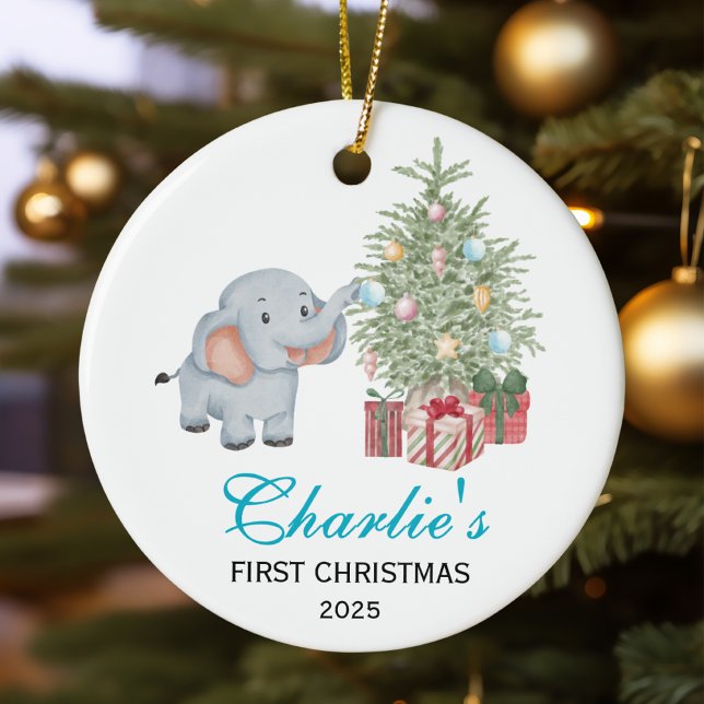 Baby’s First Christmas Personalized Elephant Ceramic Tree Decoration (Creator Uploaded)