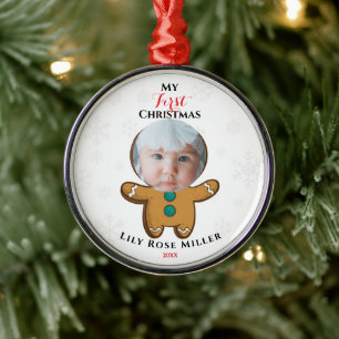 Baby’s First Christmas Photo, Gingerbread Cookie Metal Tree Decoration