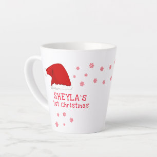Baby`s First Christmas Santa Hat Snowflake Coffee  Latte Mug