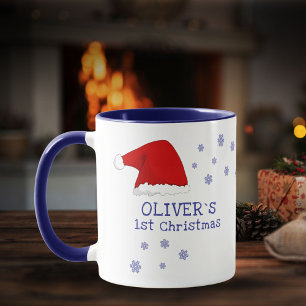 Baby`s First Christmas Santa Hat Snowflake Coffee Mug