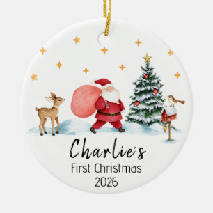 Baby’s First Christmas Santa Name & Year Ceramic Tree Decoration