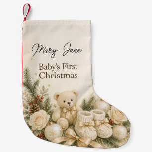 Baby’s First Christmas Teddy Bear Personalised Small Christmas Stocking