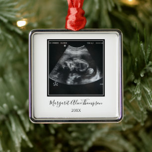 Baby’s First Christmas Ultrasound Photo Personaliz Metal Tree Decoration