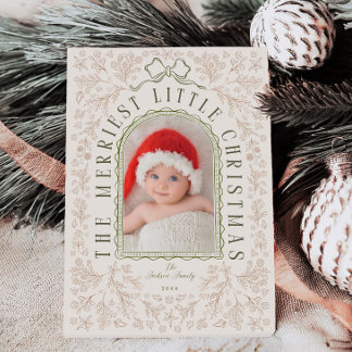 Baby’s First Christmas Vintage Floral Photo Card