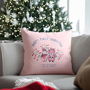 Baby’s First Christmas Woodland Friends  Cushion