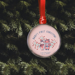 Baby’s First Christmas Woodland Friends Metal Tree Decoration