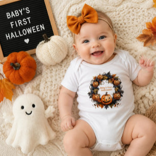 Baby’s First Halloween Pumpkin Wreath Baby Bodysuit