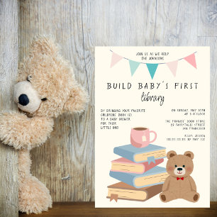 Baby´s First Library Book Themed Baby Shower Invitation