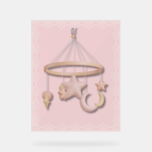 Baby’s First Mobile | Moon and Stars Pastel Nurser Acrylic Sign (Front)